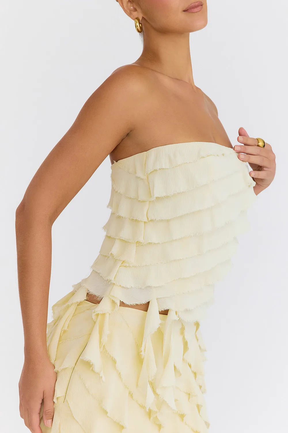 Mistress Rocks Vanilla Strapless Ruffle Top - SALE