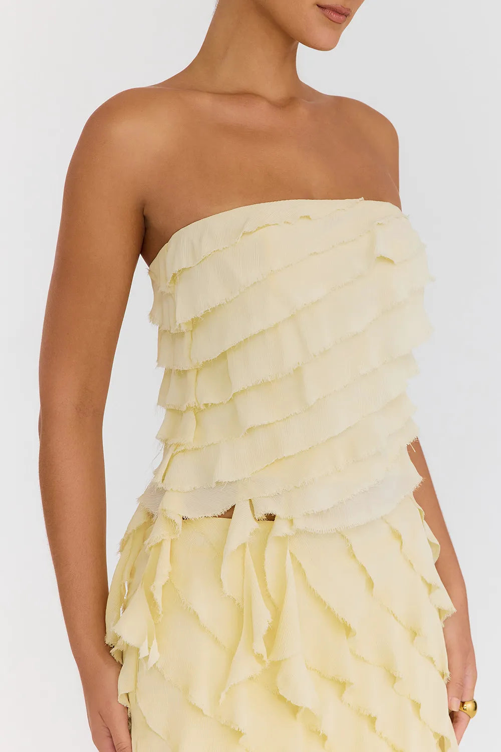 Mistress Rocks Vanilla Strapless Ruffle Top - SALE