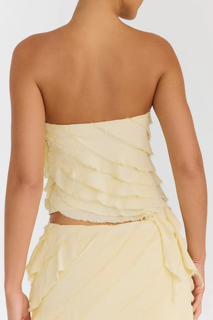 Mistress Rocks Vanilla Strapless Ruffle Top - SALE