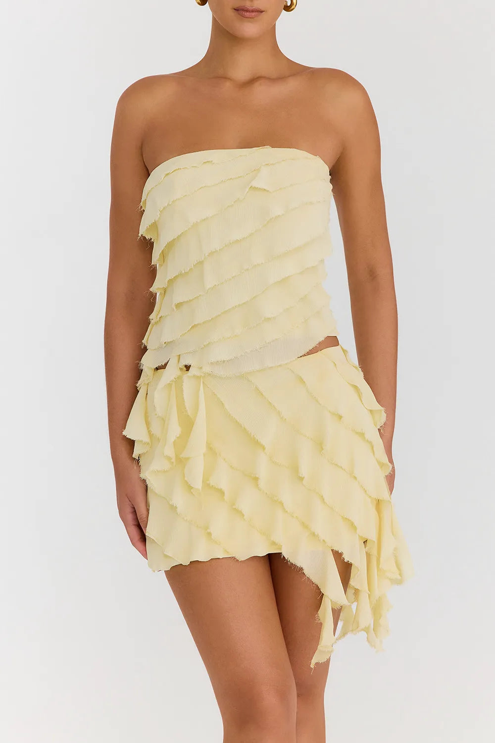 Mistress Rocks Vanilla Strapless Ruffle Top - SALE