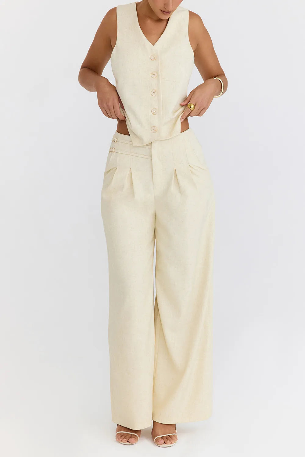 Mistress Rocks Butterscotch Pleated Trousers - SALE