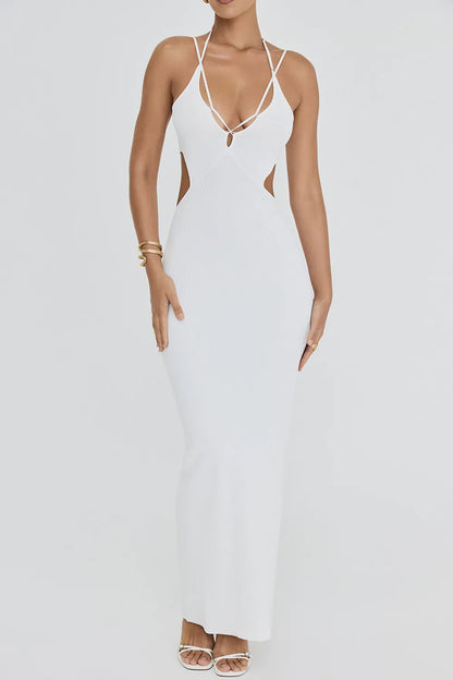 Mistress Rocks White Knit Cutout Maxi Dress - SALE