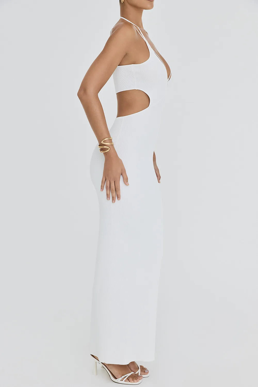 Mistress Rocks White Knit Cutout Maxi Dress - SALE