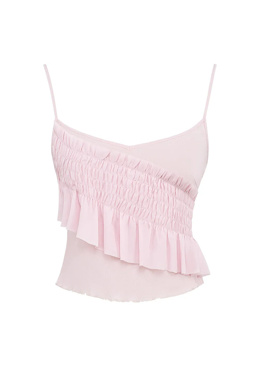 Mistress Rocks Pink Icing Shirred Ruffle Cami Top - SALE