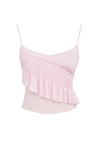 Mistress Rocks Pink Icing Shirred Ruffle Cami Top - SALE