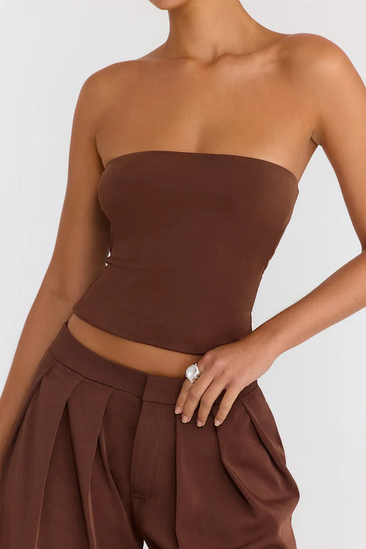 Mistress Rocks Cocoa Strapless Top - SALE