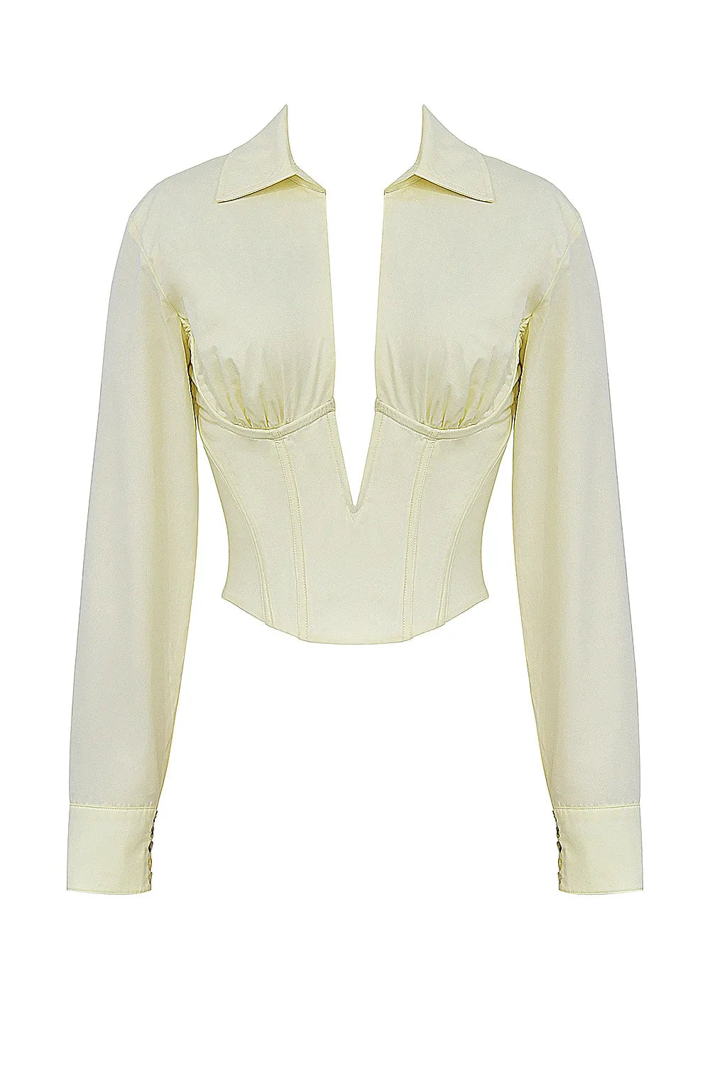Mistress Rocks Vanilla Plunge Corset Shirt - SALE