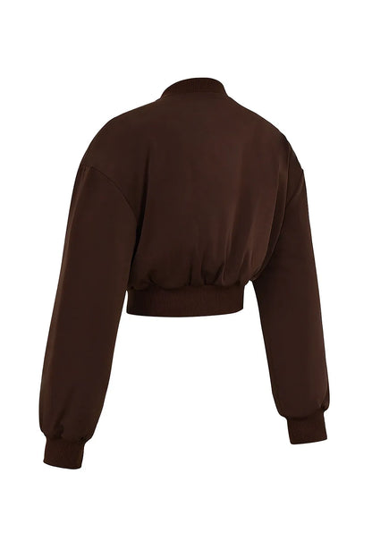 Mistress Rocks Cocoa Cropped Bomber Jacket - SALE