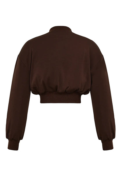 Mistress Rocks Cocoa Cropped Bomber Jacket - SALE