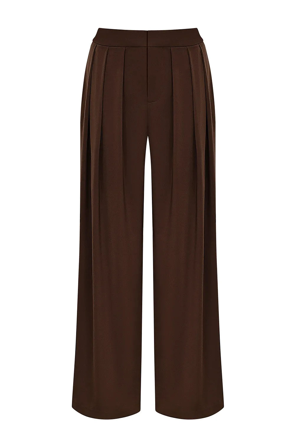 Mistress Rocks Cocoa Pleated Wide Leg Trousers - SALE
