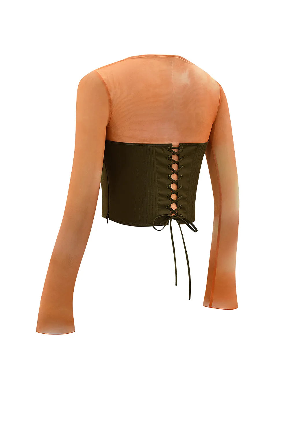 Mistress Rocks Orange Ombre Top With Lace Up Back Corset - SALE