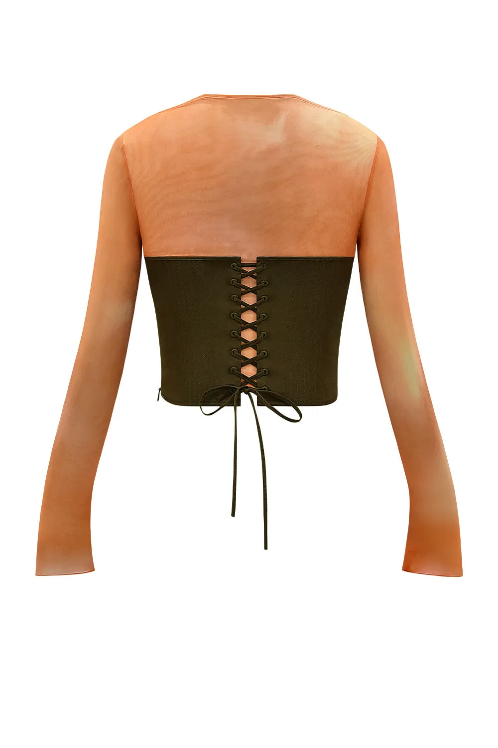 Mistress Rocks Orange Ombre Top With Lace Up Back Corset - SALE