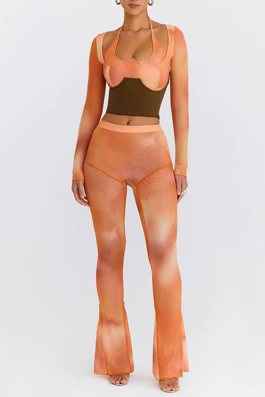 Mistress Rocks Orange Ombre Flared Trousers - SALE