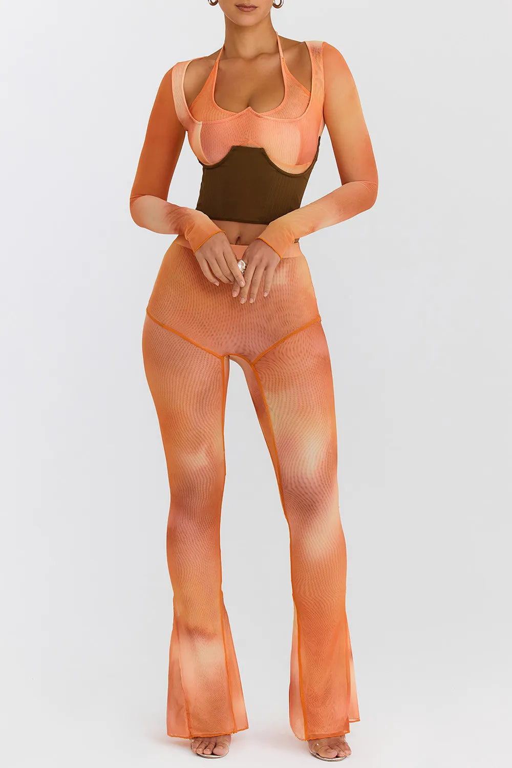 Mistress Rocks Orange Ombre Flared Trousers - SALE