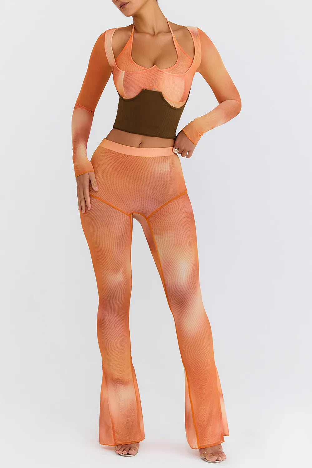 Mistress Rocks Orange Ombre Flared Trousers - SALE