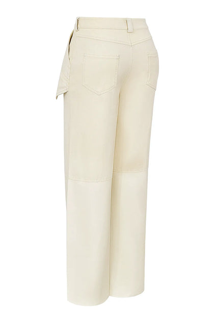 Mistress Rocks Cream Vegan Leather Panelled Trousers - SALE