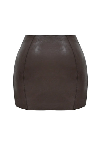 Mistress Rocks Earth Vegan Leather Mini Skirt - SALE