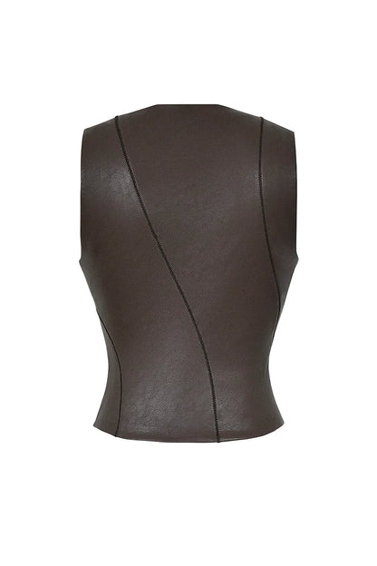 Mistress Rocks Earth Vegan Leather Sleeveless Top - SALE