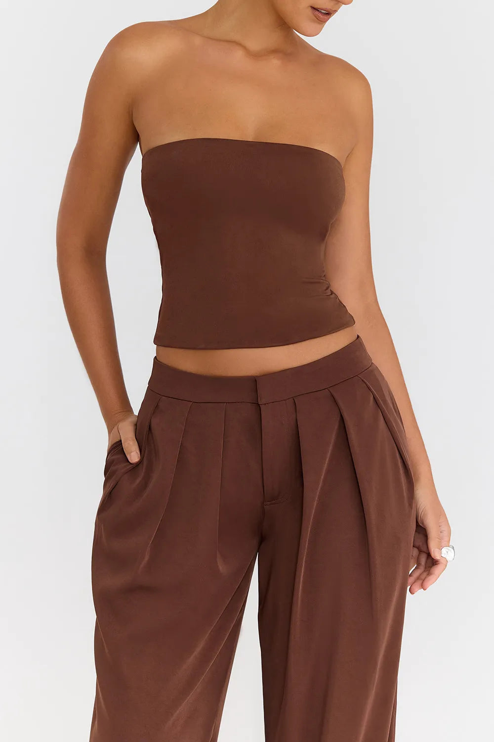 Mistress Rocks Cocoa Strapless Top - SALE
