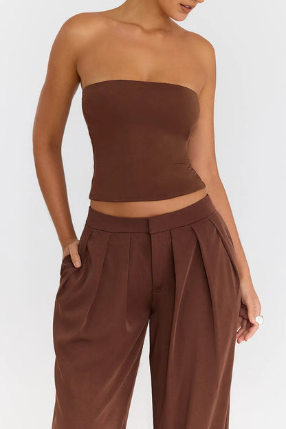 Mistress Rocks Cocoa Strapless Top - SALE