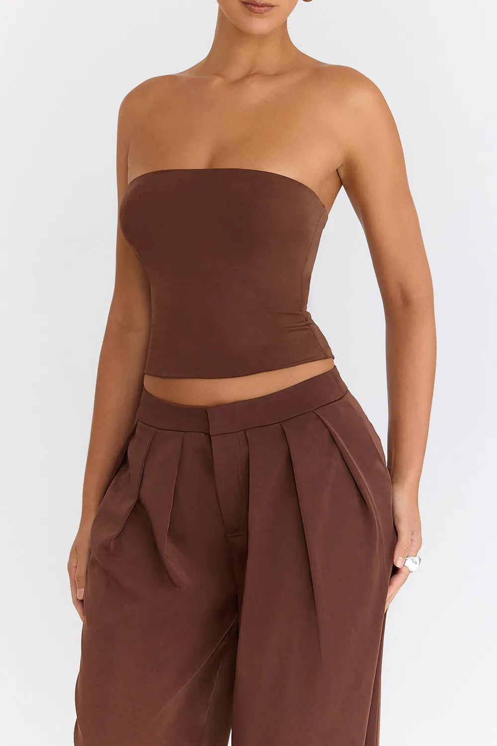 Mistress Rocks Cocoa Strapless Top - SALE
