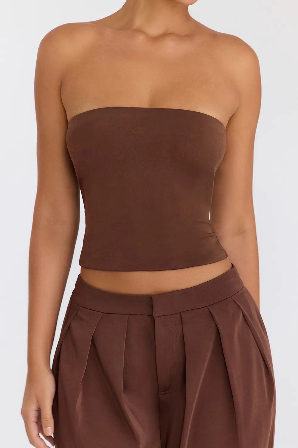 Mistress Rocks Cocoa Strapless Top - SALE