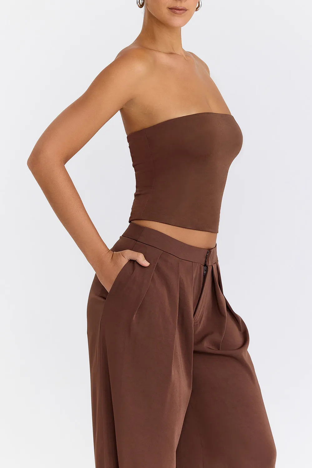 Mistress Rocks Cocoa Strapless Top - SALE
