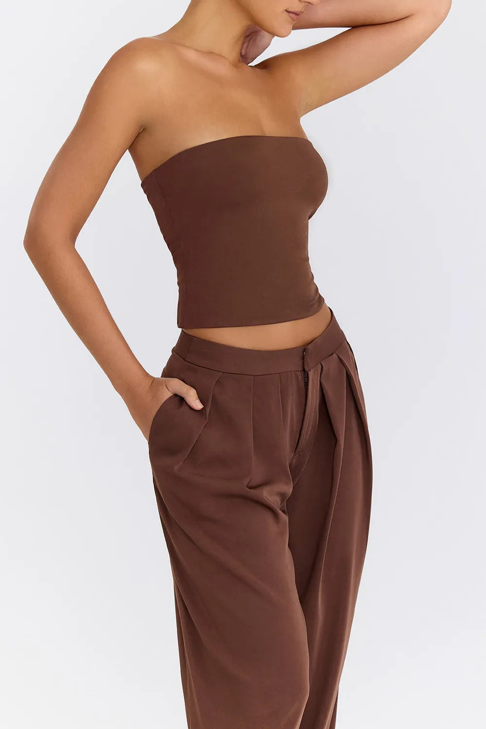Mistress Rocks Cocoa Strapless Top - SALE