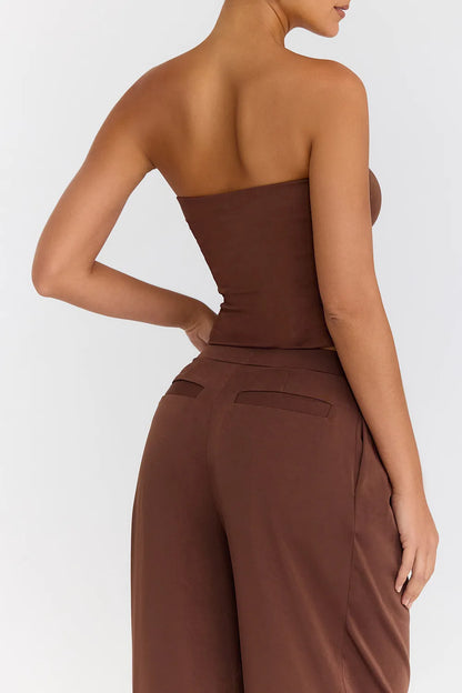Mistress Rocks Cocoa Strapless Top - SALE