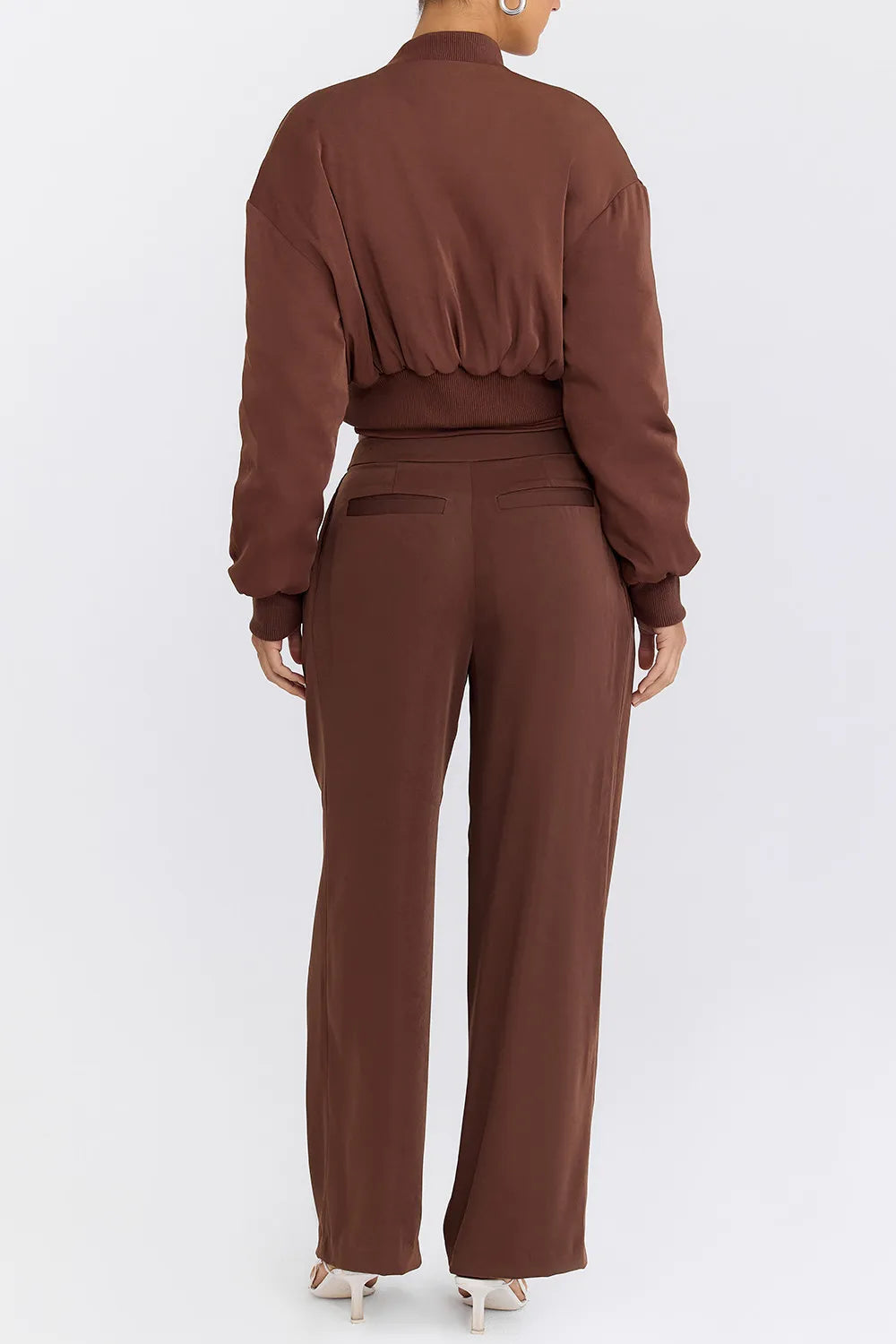 Mistress Rocks Cocoa Pleated Wide Leg Trousers - SALE
