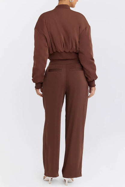 Mistress Rocks Cocoa Pleated Wide Leg Trousers - SALE