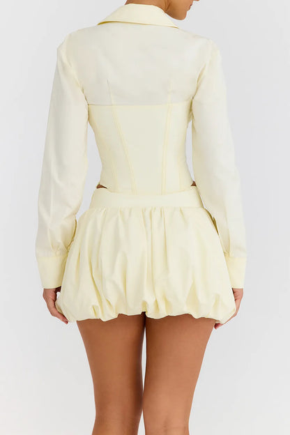 Mistress Rocks Vanilla Plunge Corset Shirt - SALE