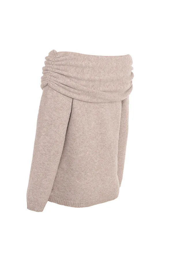 Mistress Rocks Biscuit Knit Off Shoulder Sweater - SALE