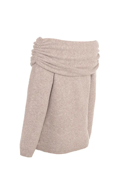 Mistress Rocks Biscuit Knit Off Shoulder Sweater - SALE