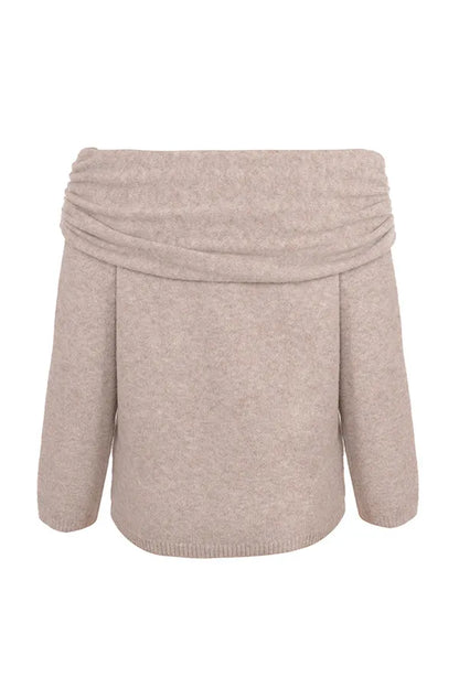 Mistress Rocks Biscuit Knit Off Shoulder Sweater - SALE