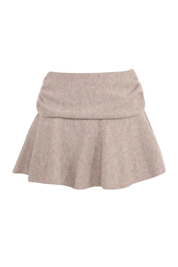 Mistress Rocks Biscuit Knit Fold Over Mini Skirt - SALE