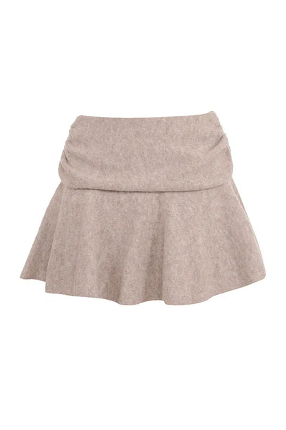 Mistress Rocks Biscuit Knit Fold Over Mini Skirt - SALE