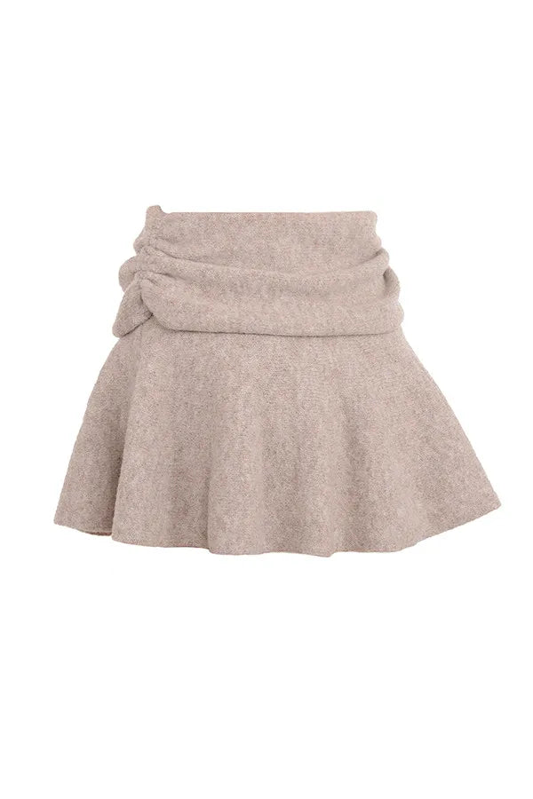 Mistress Rocks Biscuit Knit Fold Over Mini Skirt - SALE