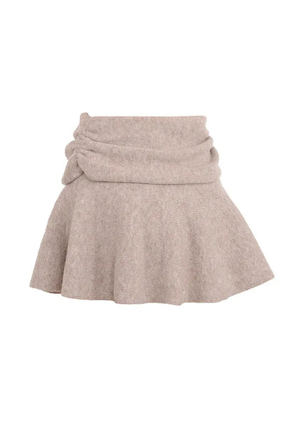 Mistress Rocks Biscuit Knit Fold Over Mini Skirt - SALE