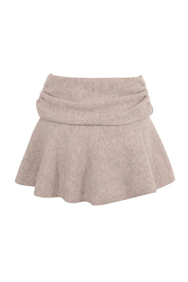 Mistress Rocks Biscuit Knit Fold Over Mini Skirt - SALE