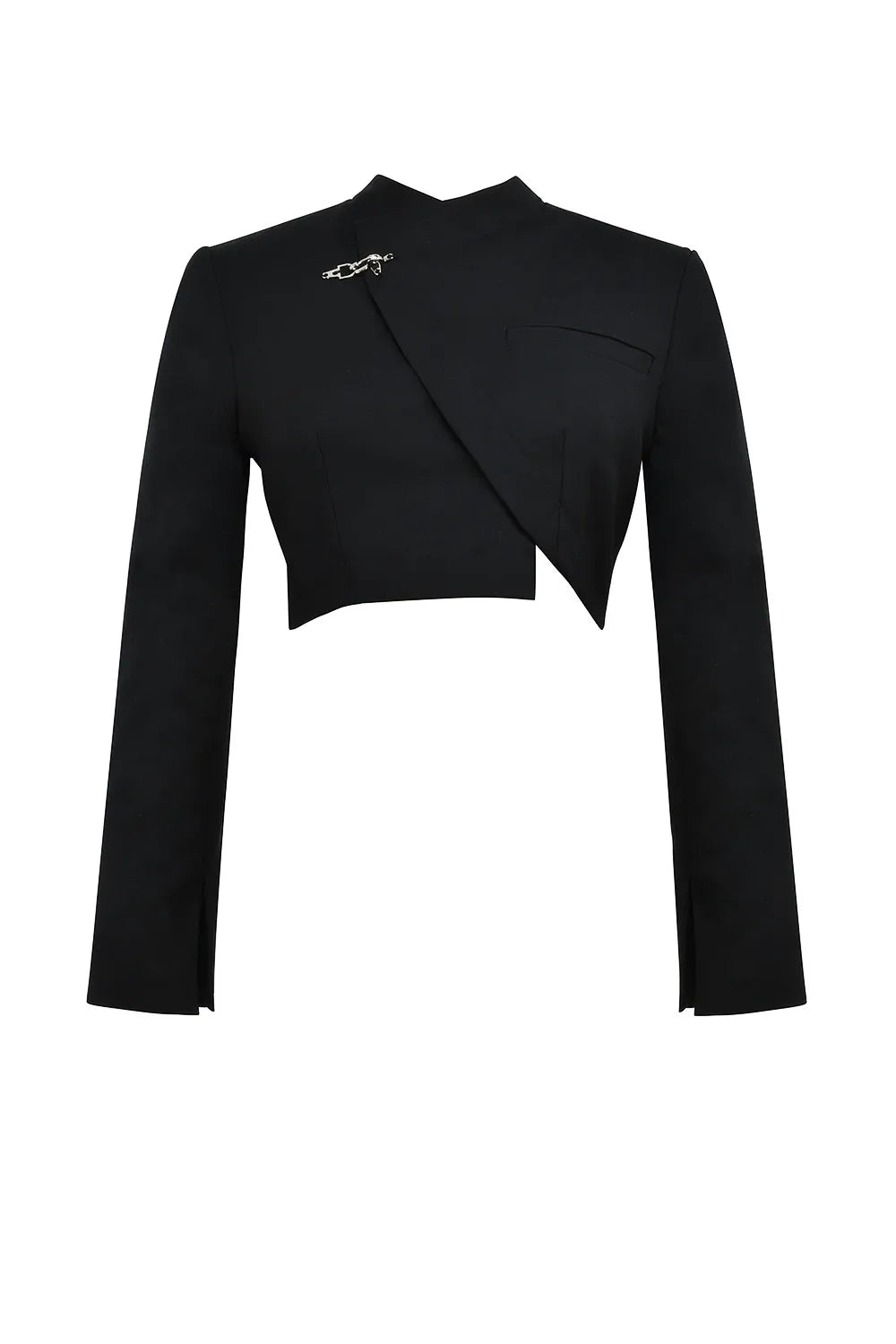 Mistress Rocks Black Cropped Wrap Front Jacket - SALE
