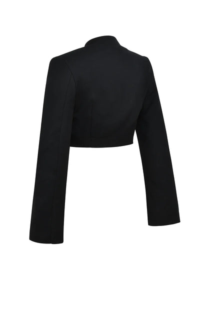 Mistress Rocks Black Cropped Wrap Front Jacket - SALE