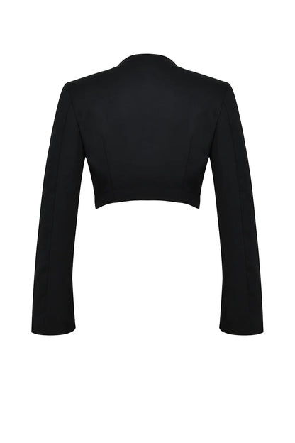 Mistress Rocks Black Cropped Wrap Front Jacket - SALE