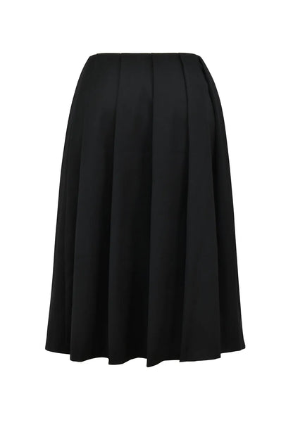 Mistress Rocks Black Pleated Wrap Front Midi Skirt - SALE