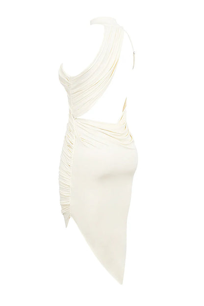 Mistress Rocks Ivory Gathered Open Back Midi Dress - SALE