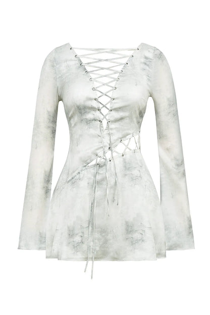 Mistress Rocks Marble Satin Lace Up Mini Dress - SALE
