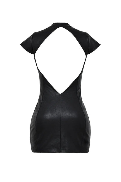 Mistress Rocks Black Vegan Leather Backless Mini Dress - SALE
