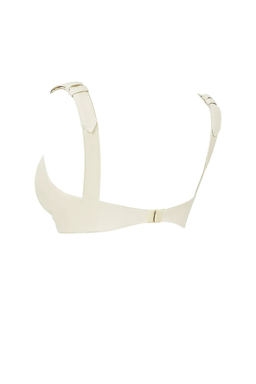 Mistress Rocks Cream Vegan Leather Buckle Strap Bralette - SALE