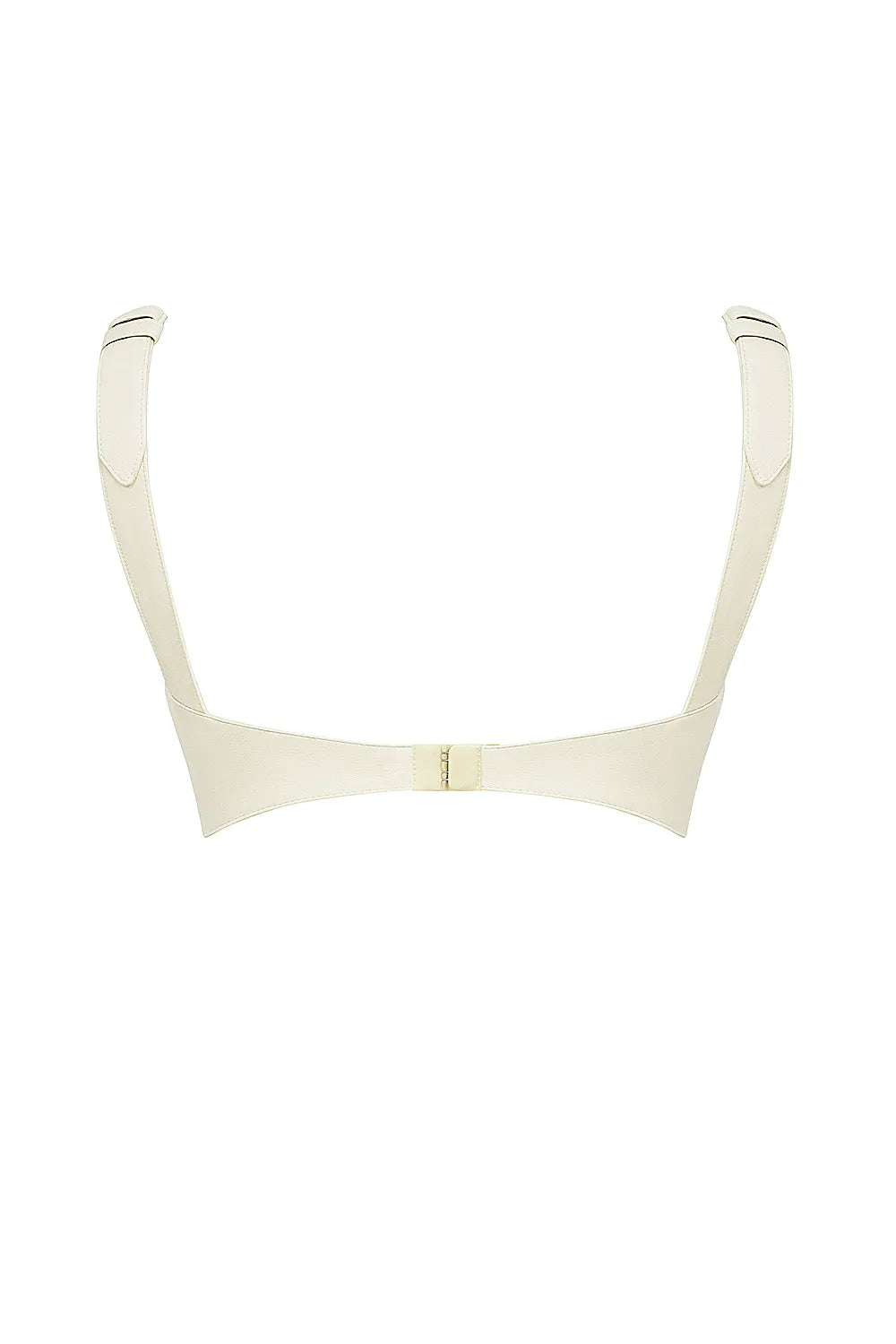 Mistress Rocks Cream Vegan Leather Buckle Strap Bralette - SALE