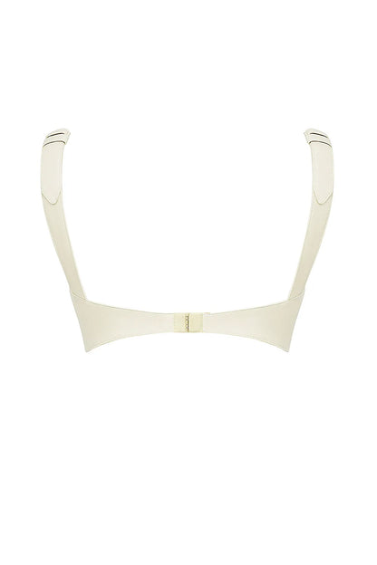 Mistress Rocks Cream Vegan Leather Buckle Strap Bralette - SALE